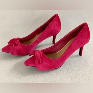 BAMBOO Pink Heels with Bow Accent